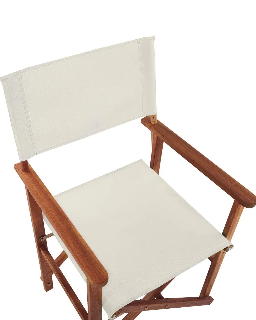 Gartenstuhl Akazienholz Dunkelbraun 2Er Set Auflagen Cremeweis Cine
