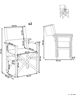 Gartenstuhl Akazienholz Dunkelbraun 2Er Set Auflagen Cremeweis Cine