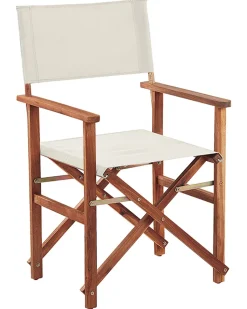 Gartenstuhl Akazienholz Dunkelbraun 2Er Set Auflagen Cremeweis Cine