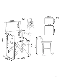 Gartenstuhl Akazienholz Dunkelbraun Textil Grau / Hellgrun Palmenmotiv 2Er Set Cine