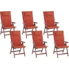 Gartenstuhl Akazienholz Dunkelbraun 6Er Set Auflagen Terracotta Toscana