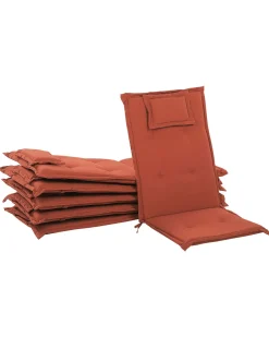 Gartenstuhl Akazienholz Dunkelbraun 6Er Set Auflagen Terracotta Toscana
