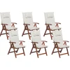 Gartenstuhl Akazienholz Dunkelbraun 6Er Set Auflagen Cremeweis Toscana