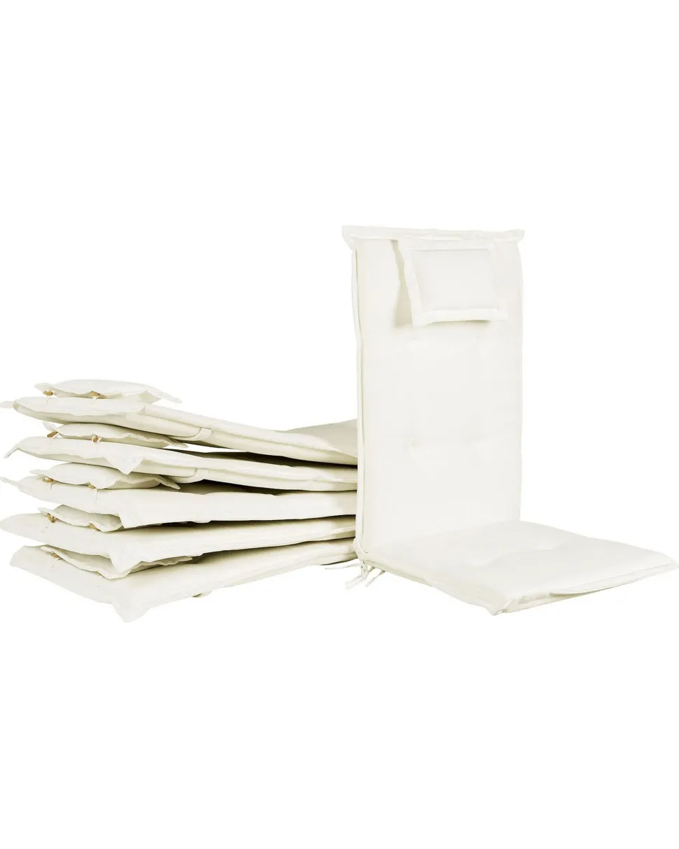 Gartenstuhl Akazienholz Dunkelbraun 6Er Set Auflagen Cremeweis Toscana