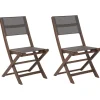 Gartenstuhl Akazienholz Dunkelbraun 2Er Set Textilbespannung Grau Klappbar Cesana