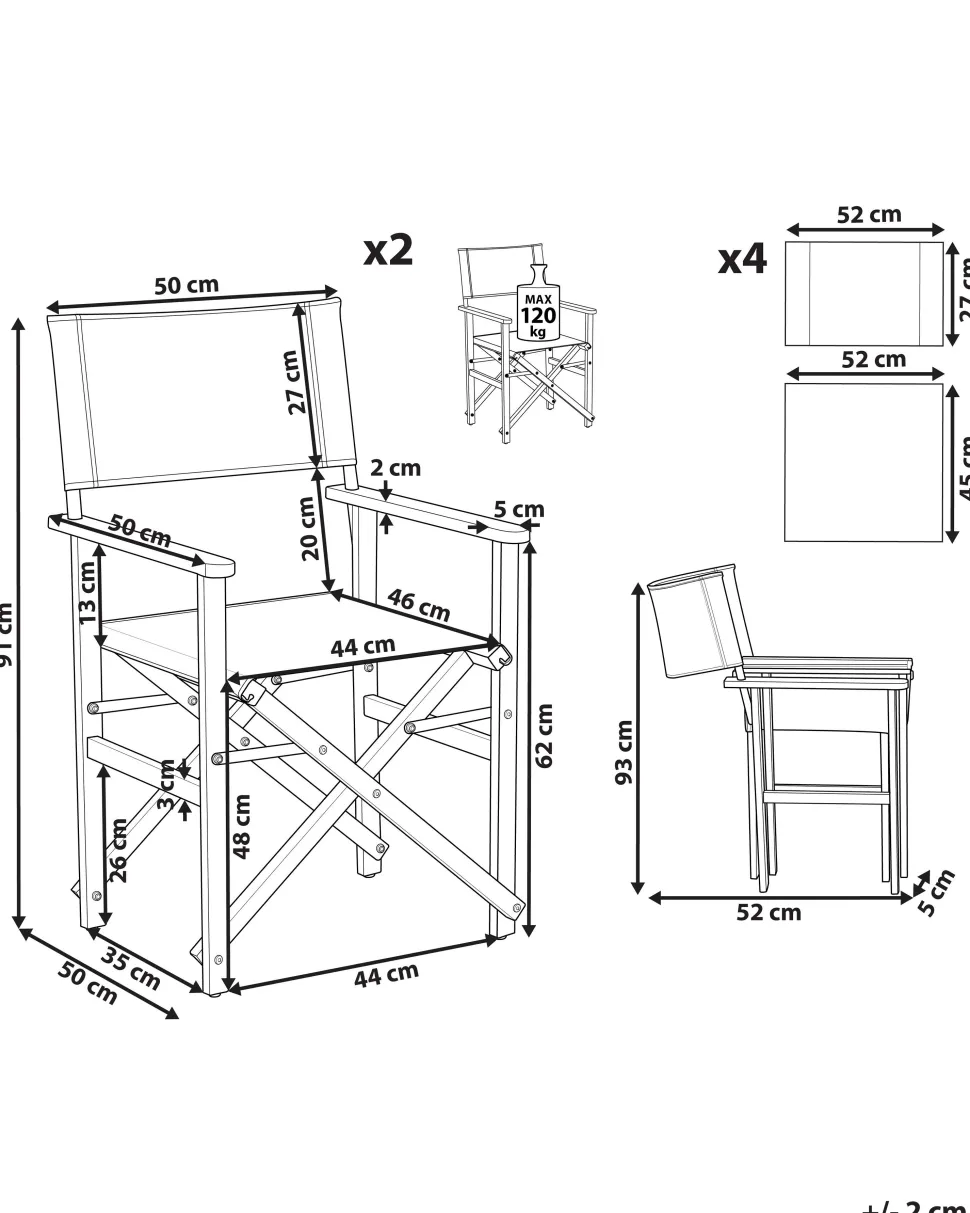 Gartenstuhl Akazienholz Dunkelbraun Textil Grau / Bunt Flamingomuster 2Er Set Cine