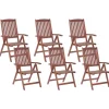 Gartenstuhl Akazienholz Dunkelbraun Verstellbar 6Er Set Toscana
