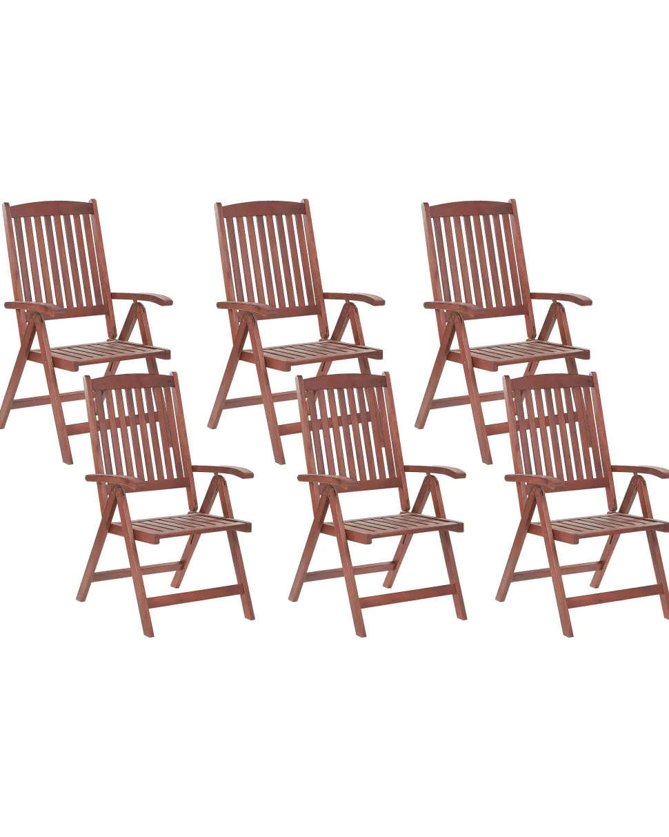 Gartenstuhl Akazienholz Dunkelbraun Verstellbar 6Er Set Toscana