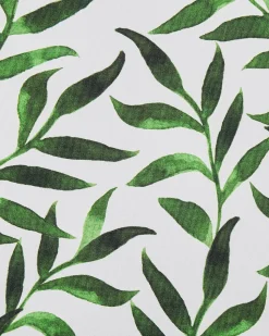 Gartenstuhl Akazienholz Dunkelbraun Textil Cremeweis / Grun Blattmuster 2Er Set Cine