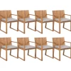 Gartenstuhl Akazienholz Hellbraun 8Er Set Auflagen Taupe Sassari