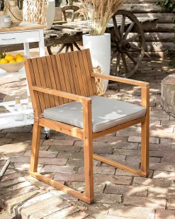 Gartenstuhl Akazienholz Hellbraun 8Er Set Auflagen Taupe Sassari