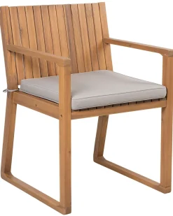 Gartenstuhl Akazienholz Hellbraun 8Er Set Auflagen Taupe Sassari