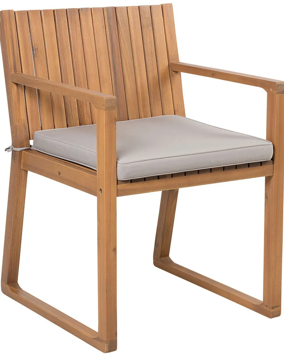 Gartenstuhl Akazienholz Hellbraun 8Er Set Auflagen Taupe Sassari