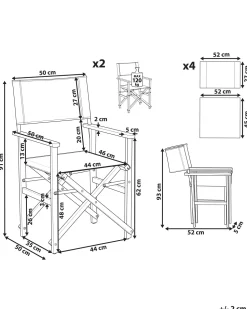 Gartenstuhl Akazienholz Hellbraun Textil Cremeweis / Hellgrun Palmenmotiv 2Er Set Cine
