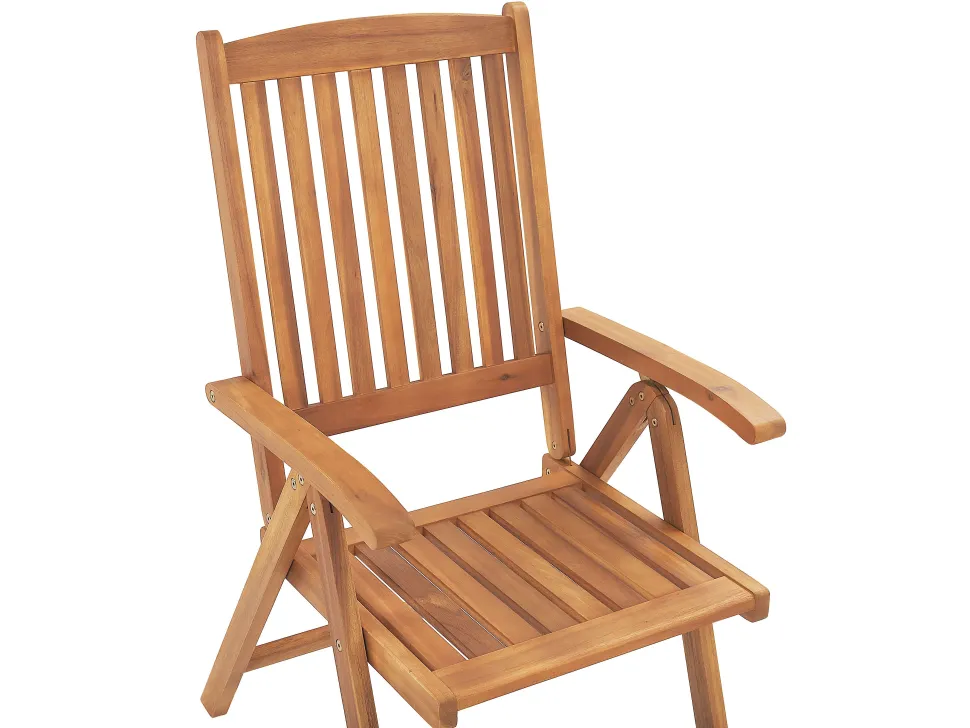 Gartenstuhl Akazienholz Hellbraun 2Er Set Auflagen Grau-Beige Java