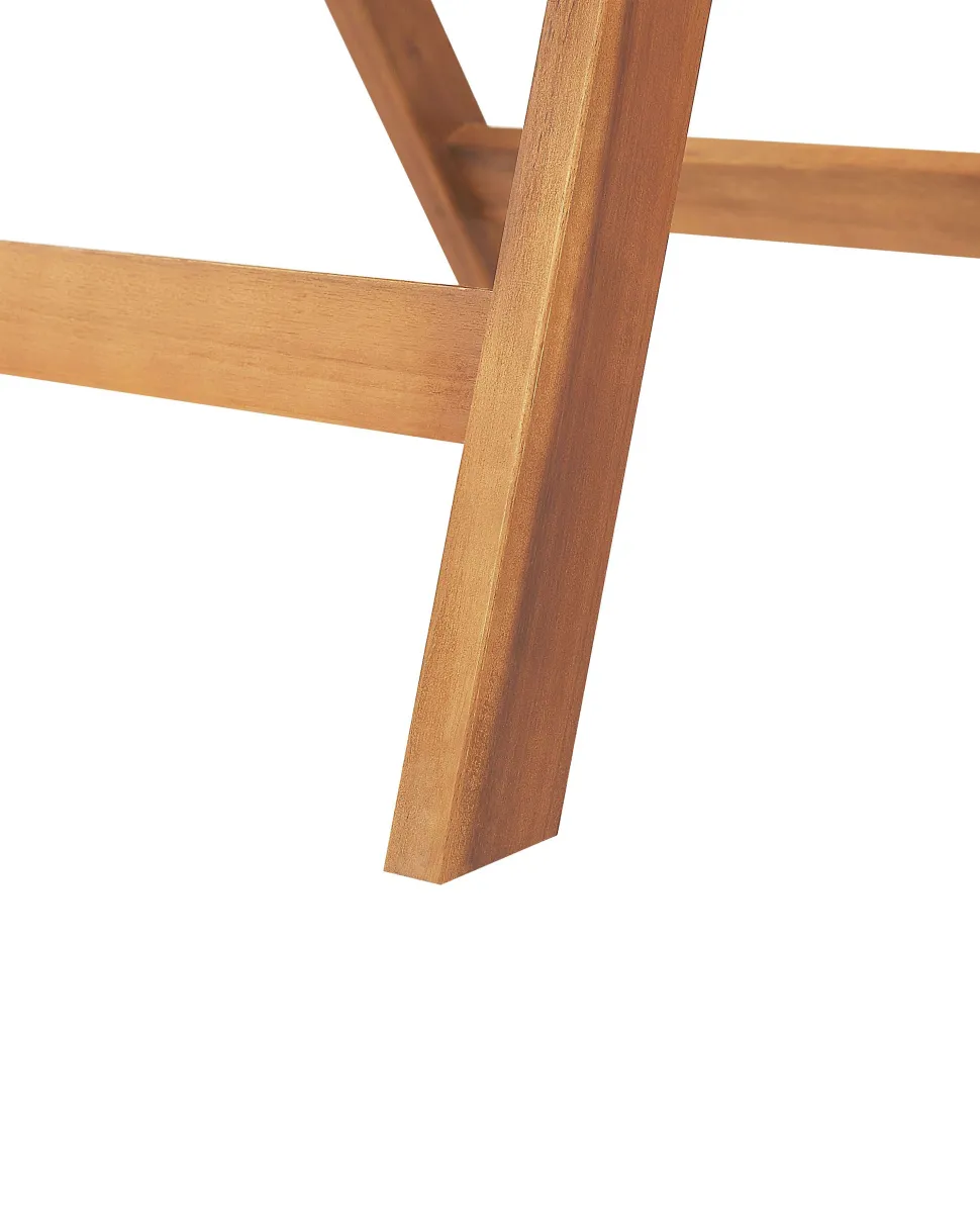 Gartenstuhl Akazienholz Hellbraun 2Er Set Auflagen Grau-Beige Java