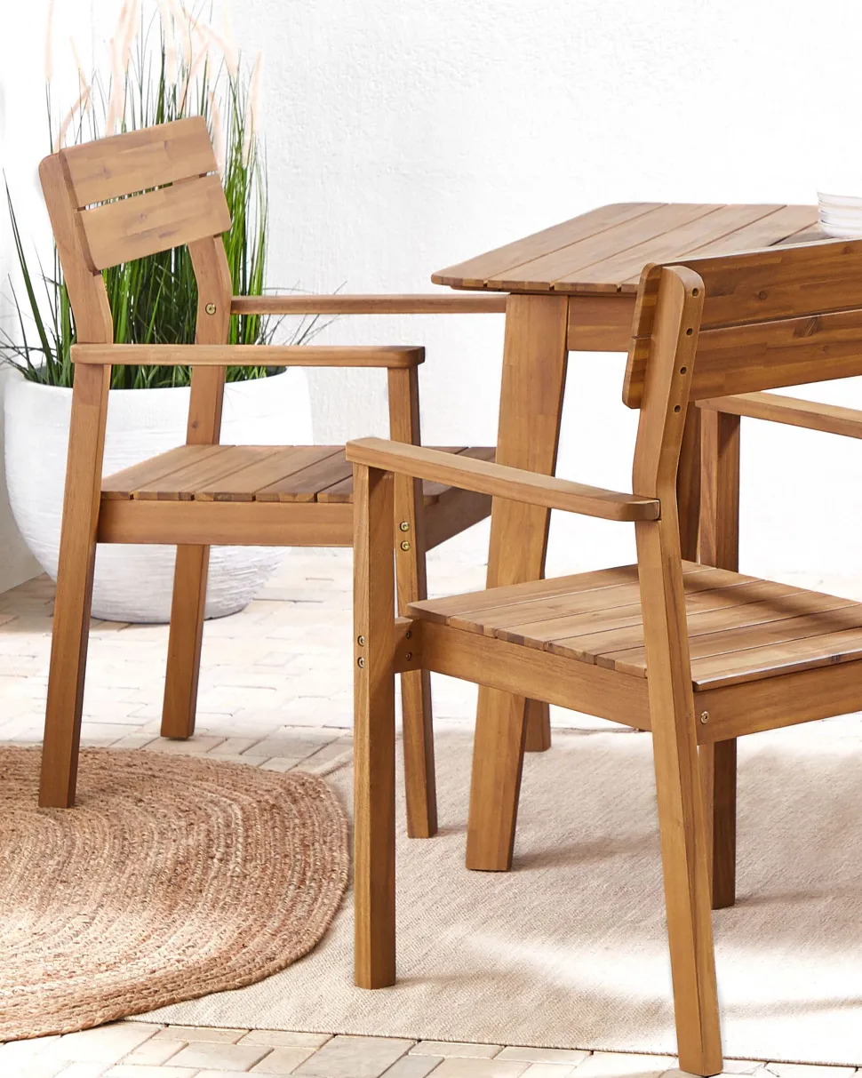 Gartenstuhl Akazienholz Hellbraun 4Er Set Fornelli