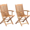 Gartenstuhl Akazienholz Hellbraun 2Er Set Mit Armlehnen Maui