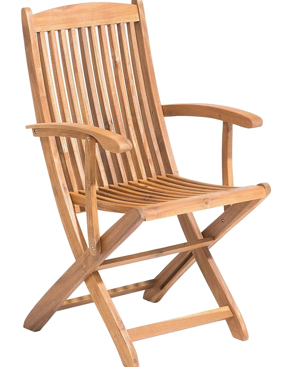 Gartenstuhl Akazienholz Hellbraun 2Er Set Mit Armlehnen Maui