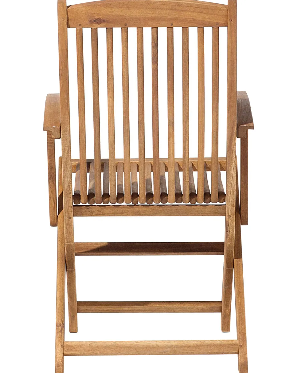 Gartenstuhl Akazienholz Hellbraun 2Er Set Mit Armlehnen Maui