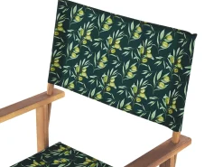 Gartenstuhl Akazienholz Hellbraun Textil Grau / Dunkelgrun Olivenmuster 2Er Set Cine