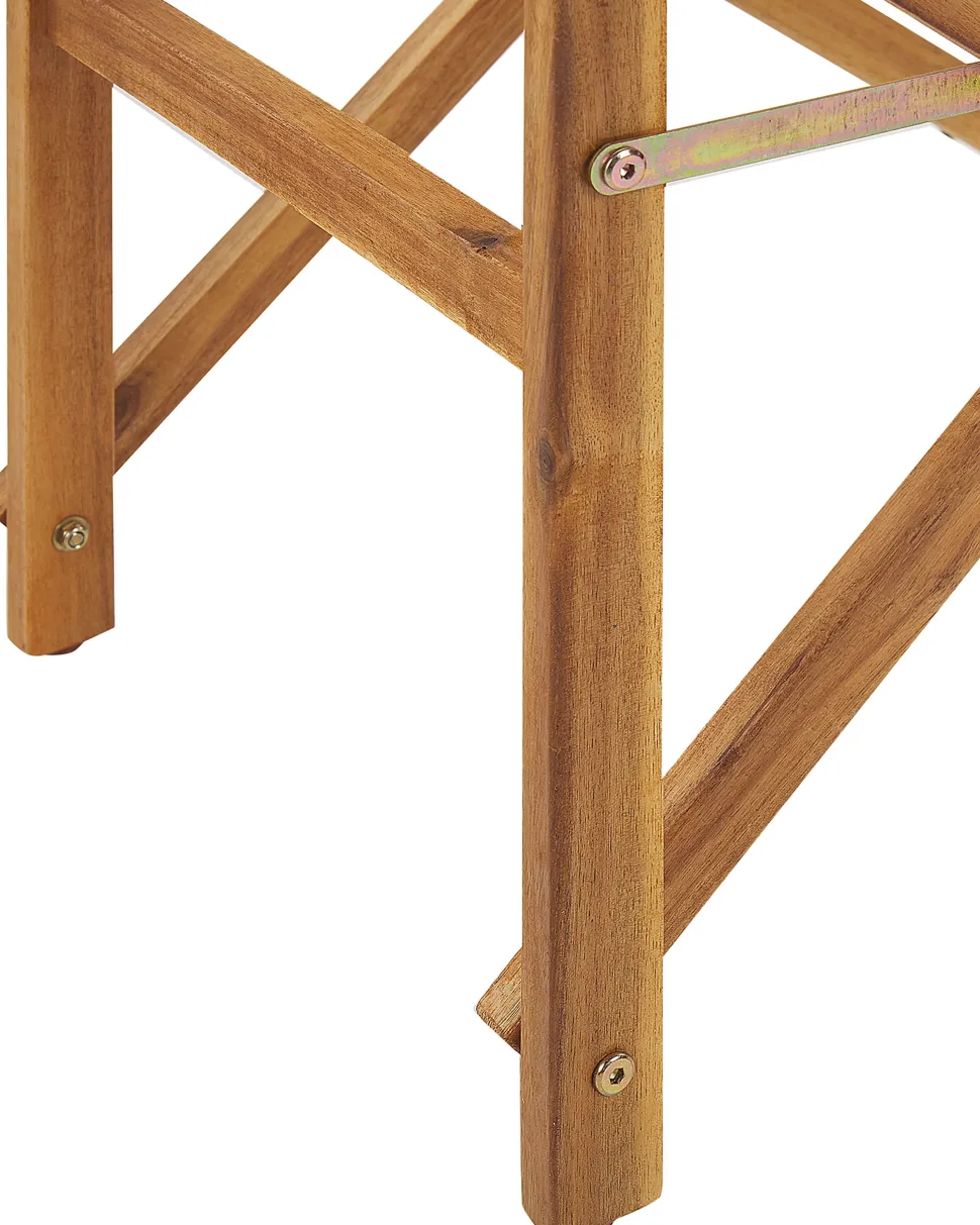 Gartenstuhl Akazienholz Hellbraun Textil Grau / Dunkelgrun Olivenmuster 2Er Set Cine