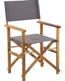 Gartenstuhl Akazienholz Hellbraun Textil Grau / Bunt Tukanmotiv 2Er Set Cine