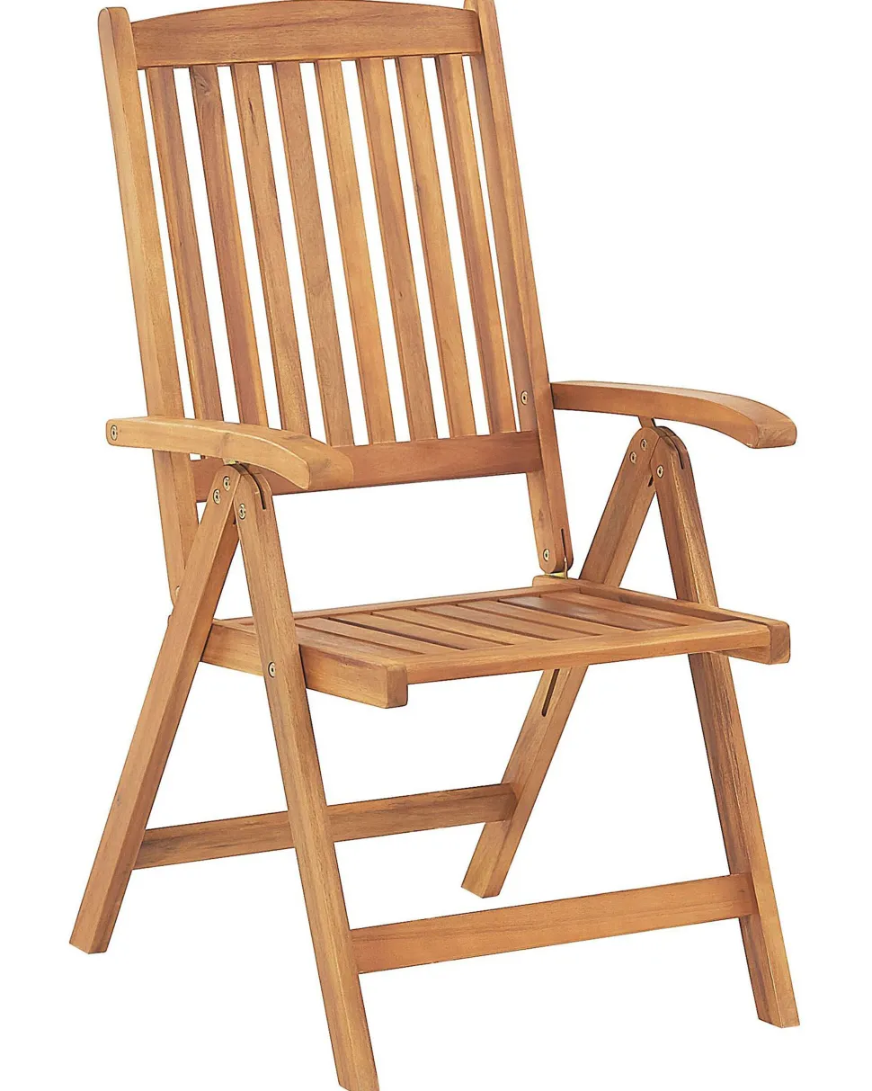 Gartenstuhl Akazienholz Hellbraun 2Er Set Auflagen Terracotta Java