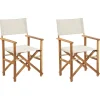 Gartenstuhl Akazienholz Hellbraun 2Er Set Auflagen Cremeweis Cine