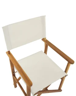 Gartenstuhl Akazienholz Hellbraun 2Er Set Auflagen Cremeweis Cine