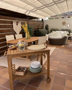 Gartenstuhl Akazienholz Hellbraun 2Er Set Auflagen Cremeweis Cine
