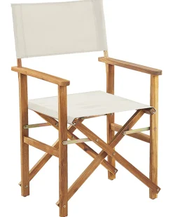 Gartenstuhl Akazienholz Hellbraun 2Er Set Auflagen Cremeweis Cine