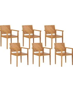 Gartenstuhl Akazienholz Hellbraun 6Er Set Baratti