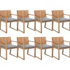 Gartenstuhl Akazienholz Hellbraun 8Er Set Auflagen Grau Sassari