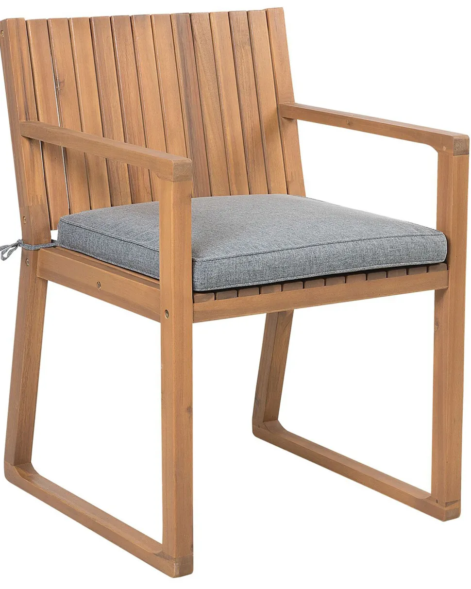 Gartenstuhl Akazienholz Hellbraun 8Er Set Auflagen Grau Sassari