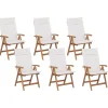 Gartenstuhl Akazienholz Hellbraun 6Er Set Auflagen Cremeweis Java