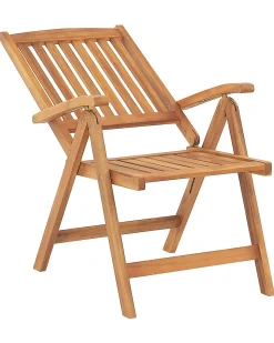 Gartenstuhl Akazienholz Hellbraun 6Er Set Auflagen Cremeweis Java