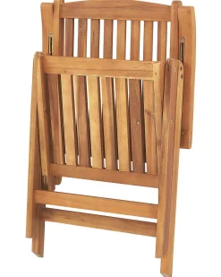 Gartenstuhl Akazienholz Hellbraun 6Er Set Auflagen Cremeweis Java