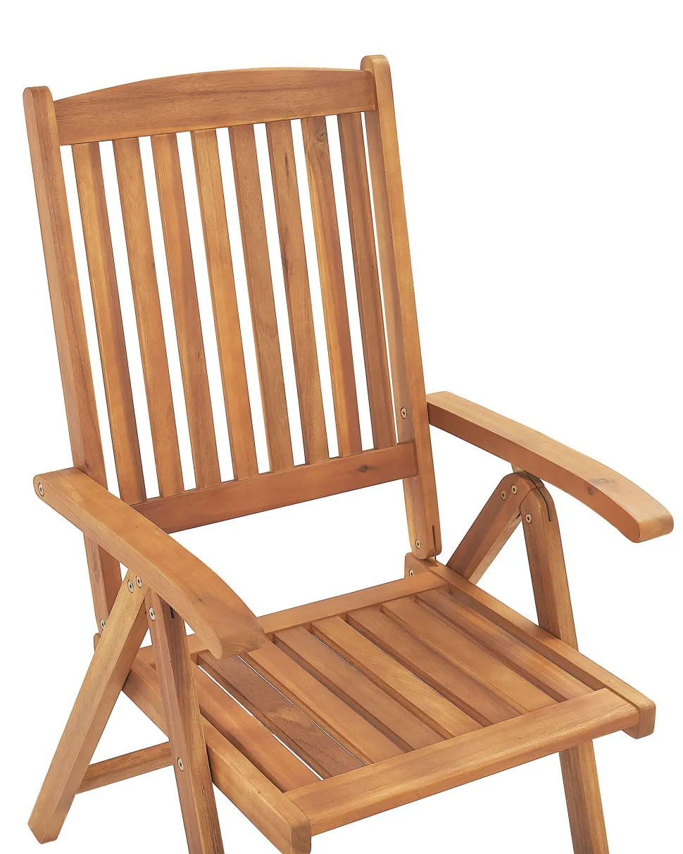 Gartenstuhl Akazienholz Hellbraun 6Er Set Auflagen Cremeweis Java