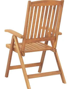 Gartenstuhl Akazienholz Hellbraun 2Er Set Auflagen Blau Java