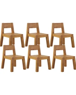 Gartenstuhl Akazienholz Hellbraun 6Er Set Livorno