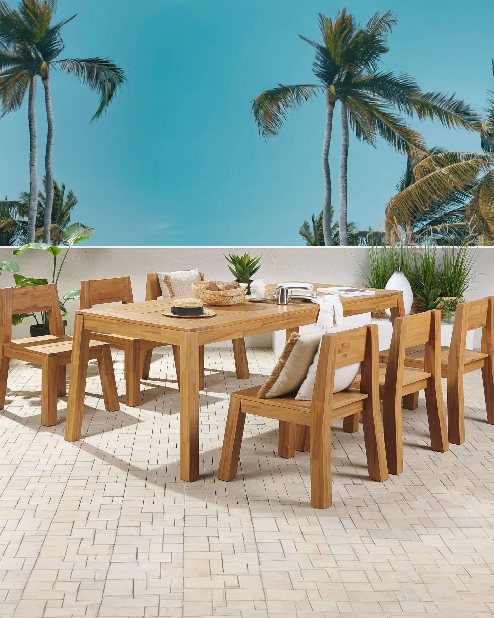 Gartenstuhl Akazienholz Hellbraun 6Er Set Livorno