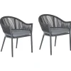 Gartenstuhl Aluminium / Flechtseil Grau 2Er Set Mileto