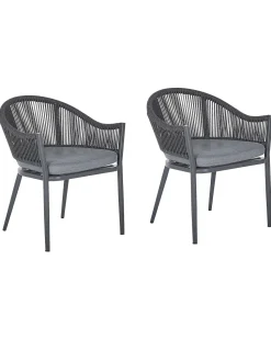 Gartenstuhl Aluminium / Flechtseil Grau 2Er Set Mileto