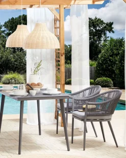 Gartenstuhl Aluminium / Flechtseil Grau 2Er Set Mileto