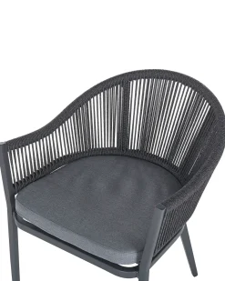 Gartenstuhl Aluminium / Flechtseil Grau 2Er Set Mileto