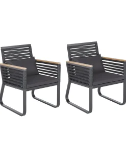 Gartenstuhl Aluminium / Flechtseil Schwarz 2Er Set Canetto