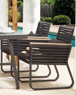 Gartenstuhl Aluminium / Flechtseil Schwarz 2Er Set Canetto