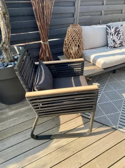 Gartenstuhl Aluminium / Flechtseil Schwarz 2Er Set Canetto