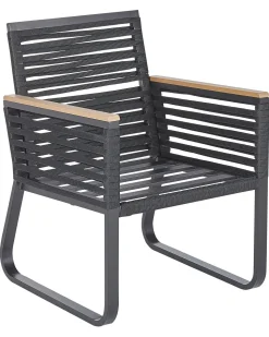 Gartenstuhl Aluminium / Flechtseil Schwarz 2Er Set Canetto